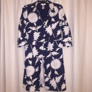 Floral 3-quarter length sleeve trench coat